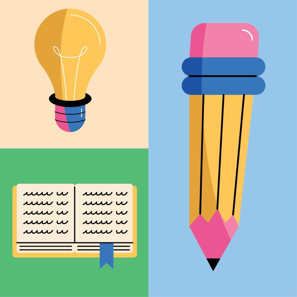 three school supplies icons vector