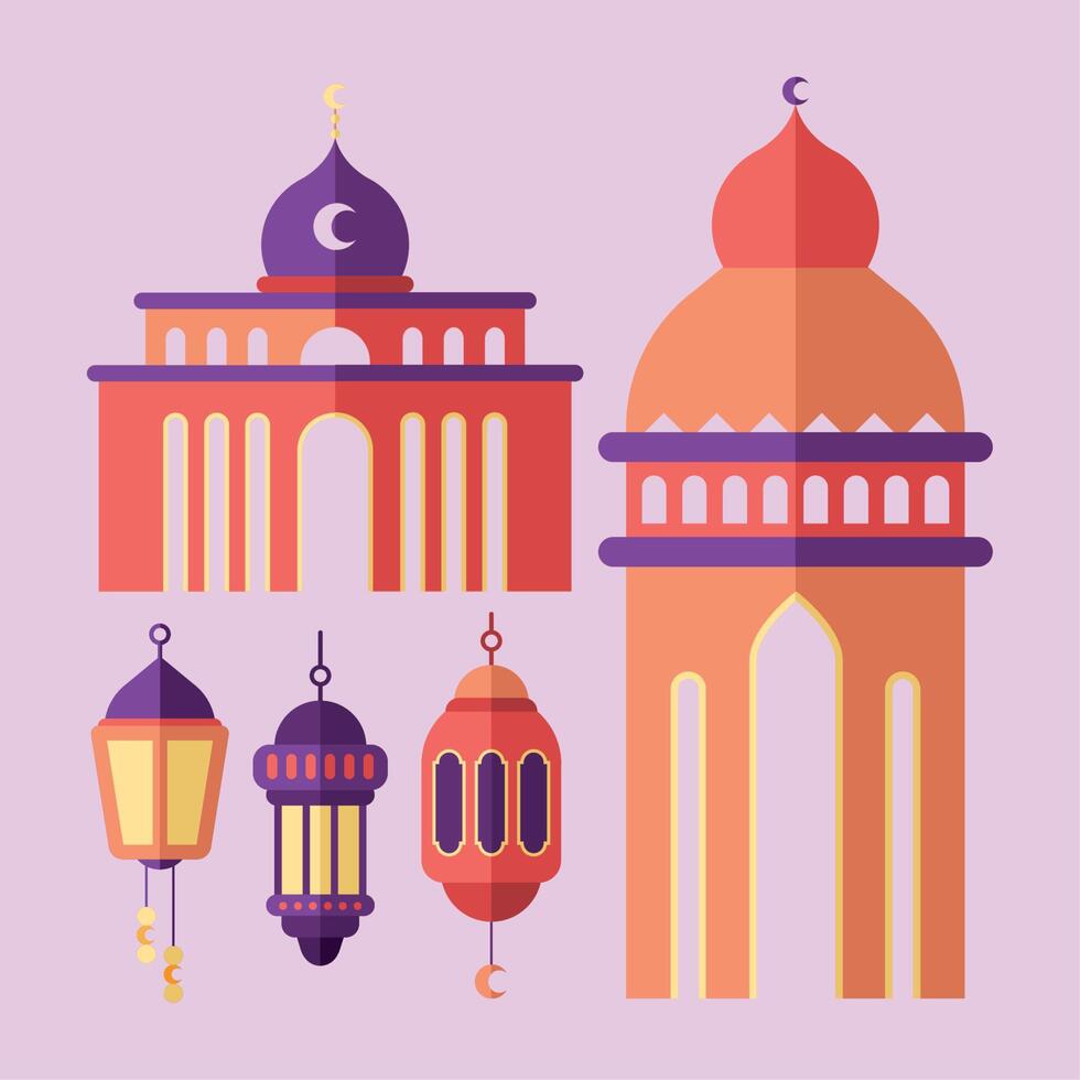 five eid mubarak icons vector