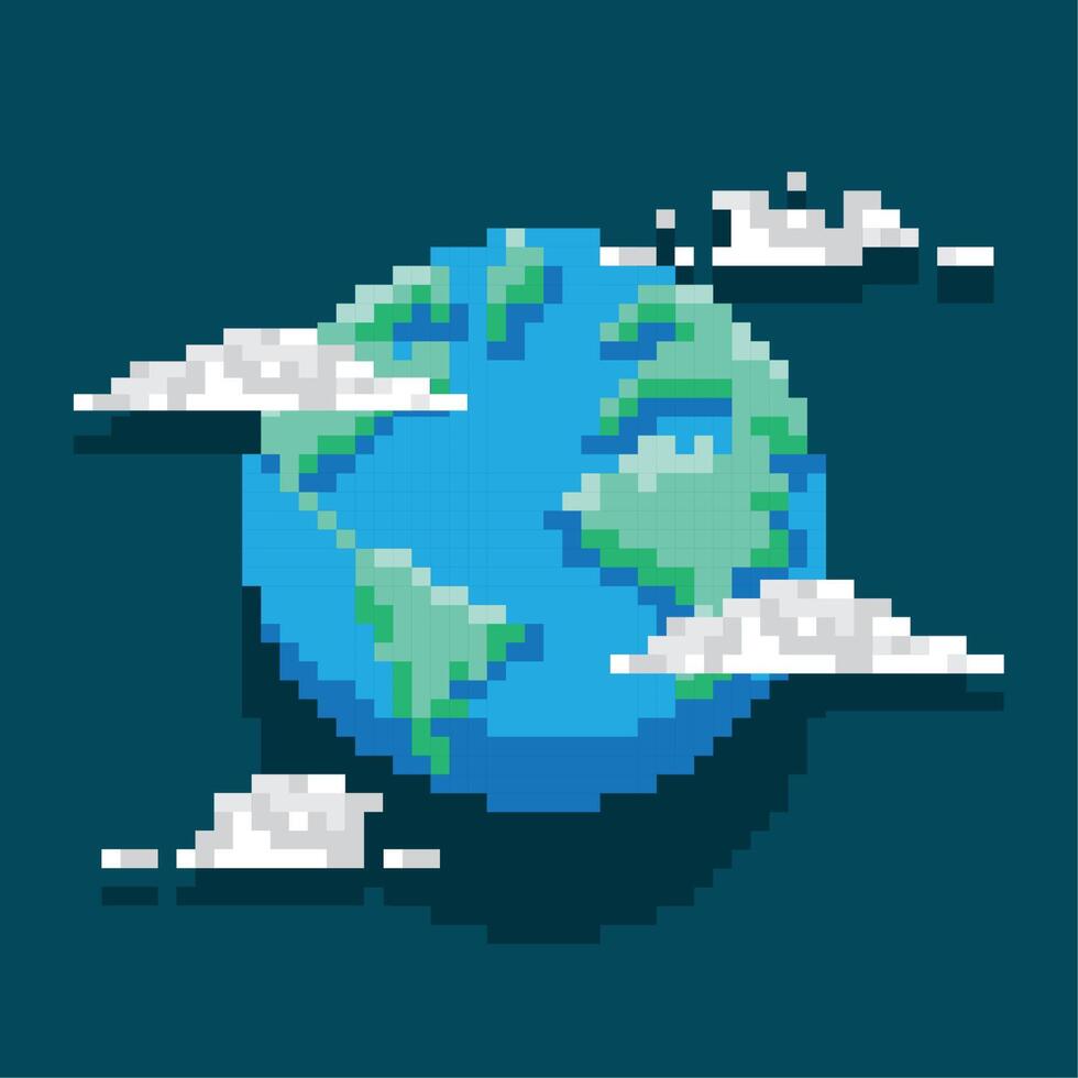 pixelated earth planet vector