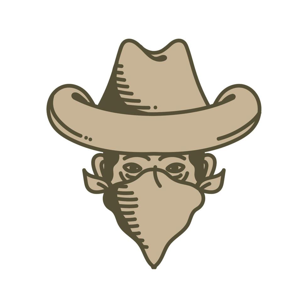 cowboy front head vector