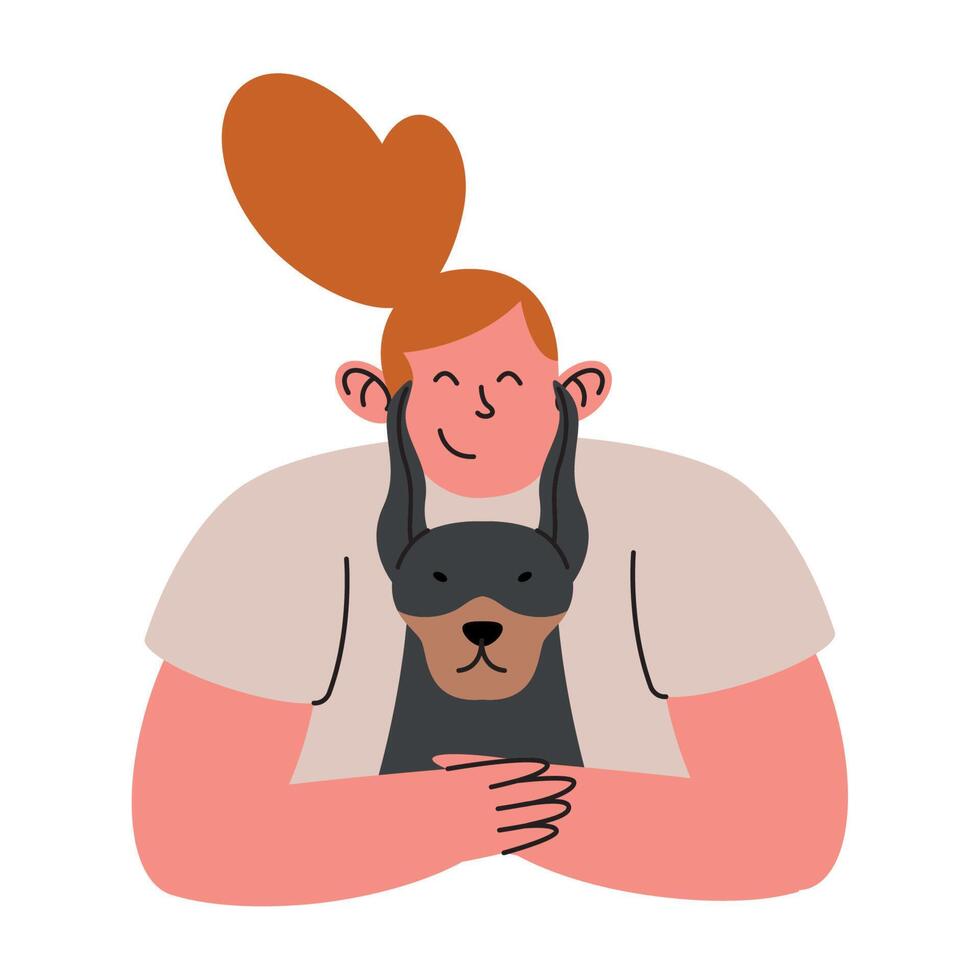 woman with doberman dog vector