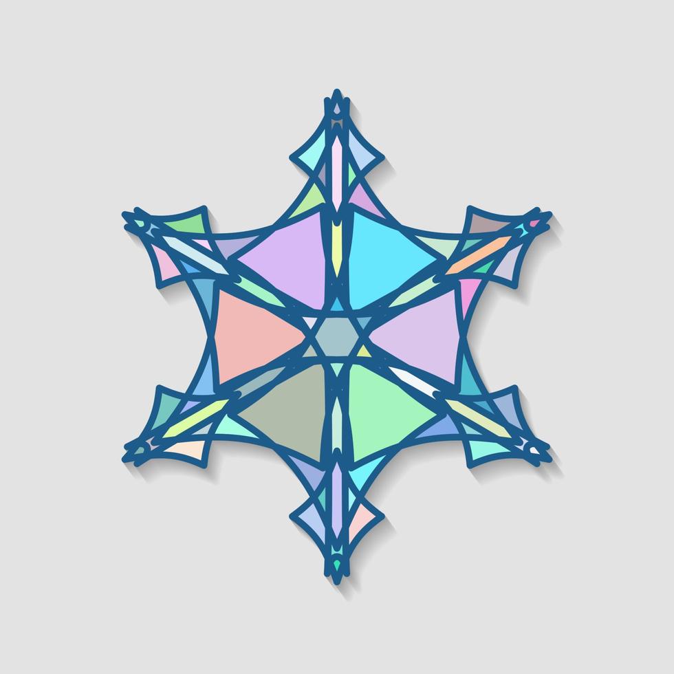 copo de nieve es un icono de mosaico formado por fragmentos de elementos que tienen tonos de color aleatorios. combinación de vectores para imágenes abstractas.