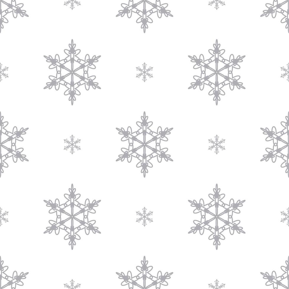 Seamless pattern of gray snowflakes on a white background. Vector Illustration. EPS10