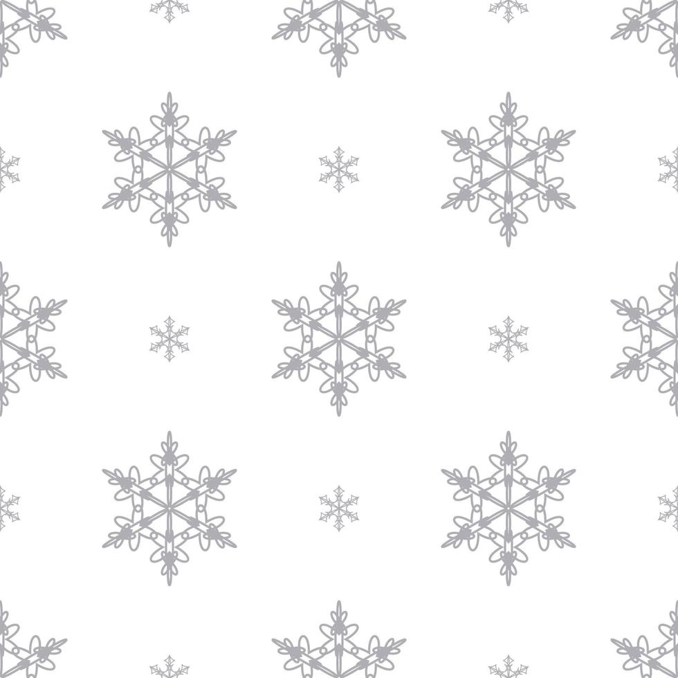 Seamless pattern of gray snowflakes on a white background. Vector Illustration. EPS10