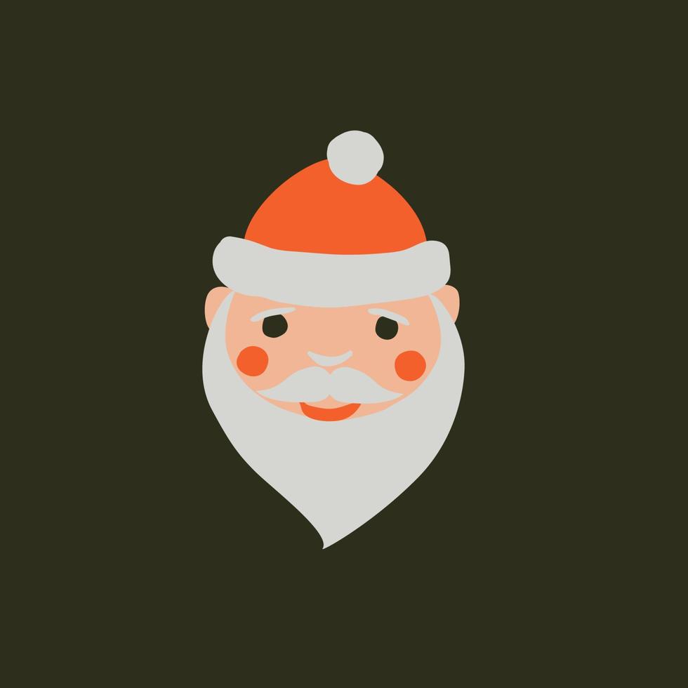 Santa Claus icon. Santa Claus face in flat design. Christmas card template. Colorful vector illustration.