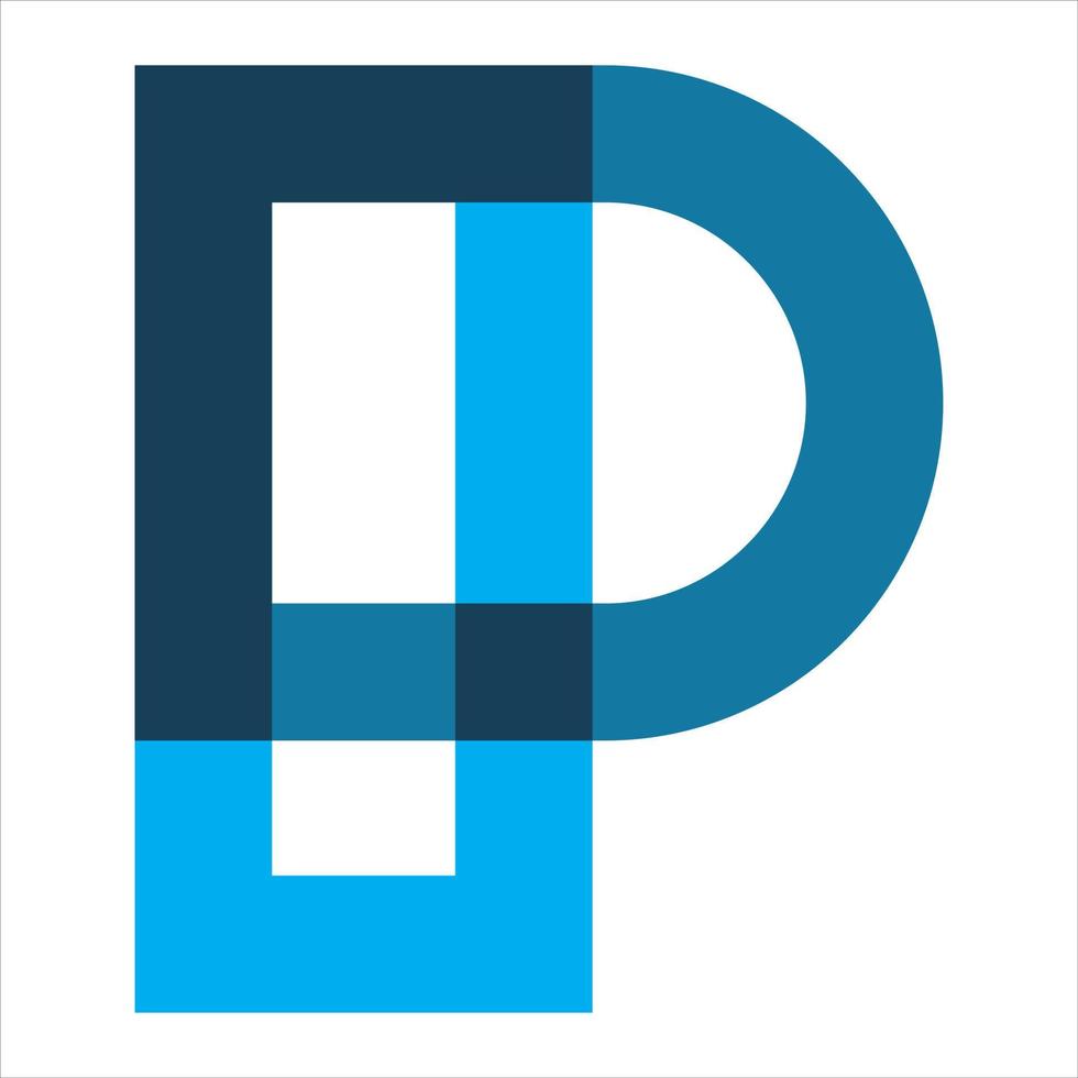 blue letter p logo design vector