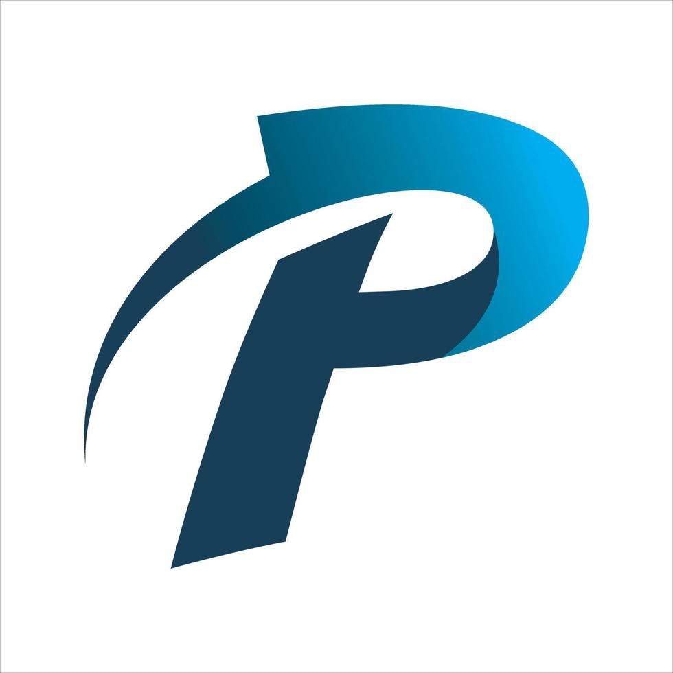 blue letter p logo design vector