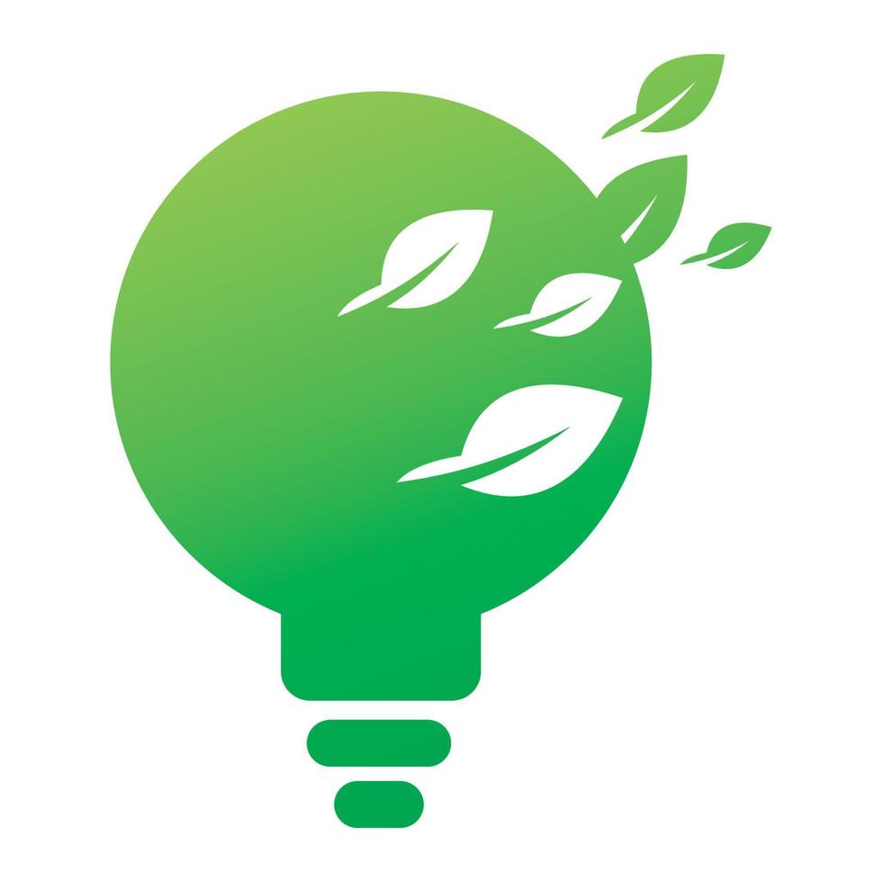 green nature leaf idea bulb logo design vector