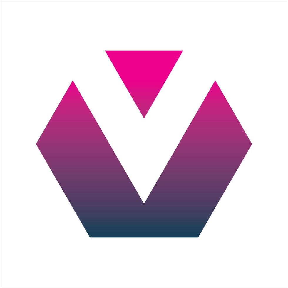 modern color hexagon letter v logo design vector