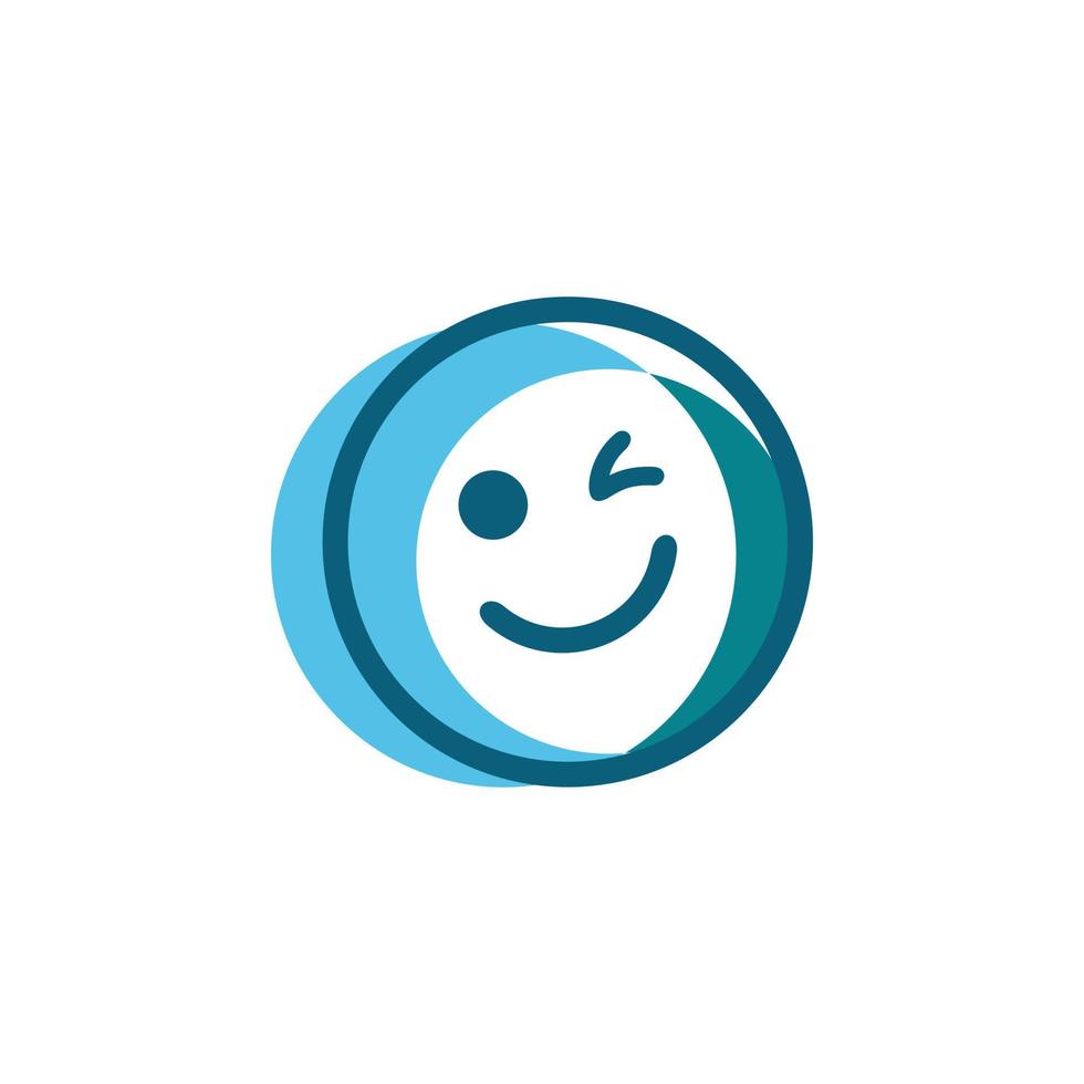 happy circle face logo design vector