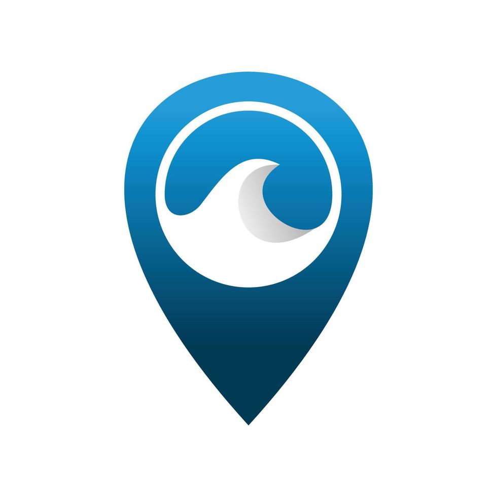 pin map blue wave logo design vector