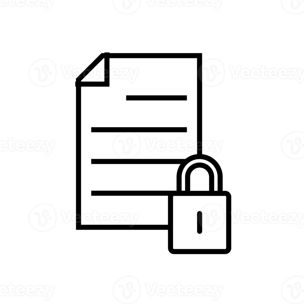 locked document or paper shee icon design. simple illustration of a padlock for a security symbol png