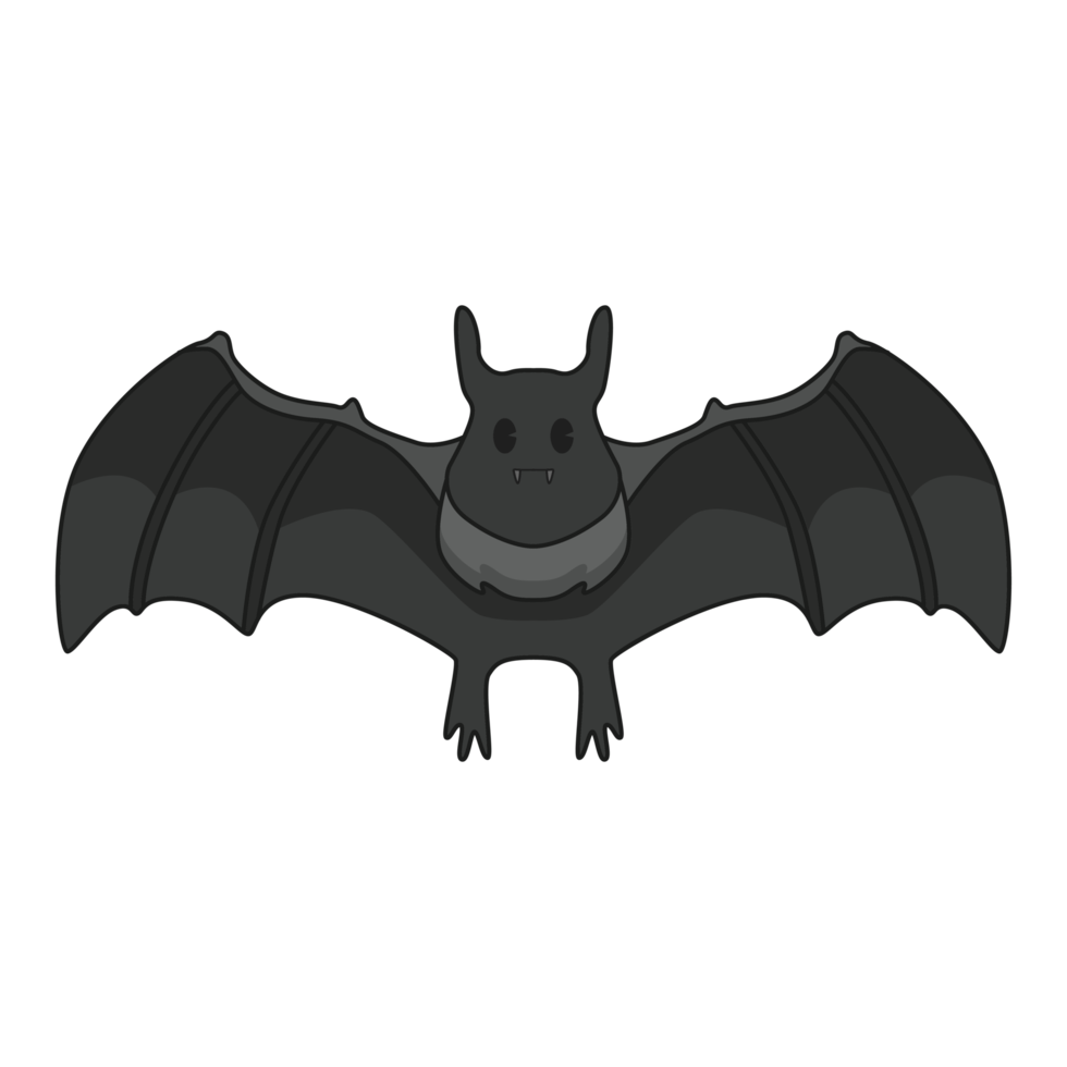 Illustration of cute cartoon Halloween bat flying png