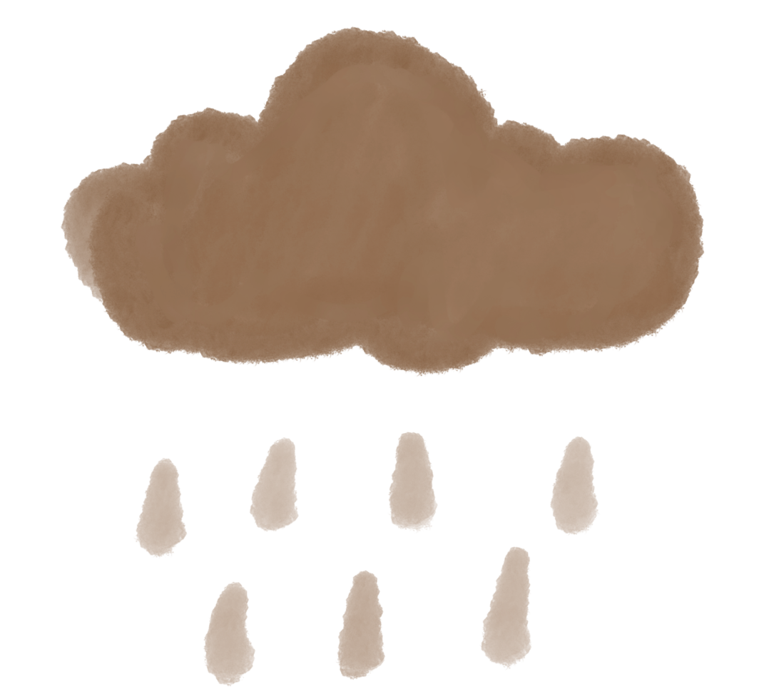 nube lluvia estilo boho tono tierra png