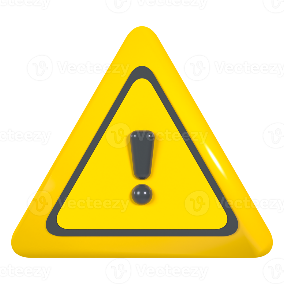 Warning 3D render Transparent Icon png