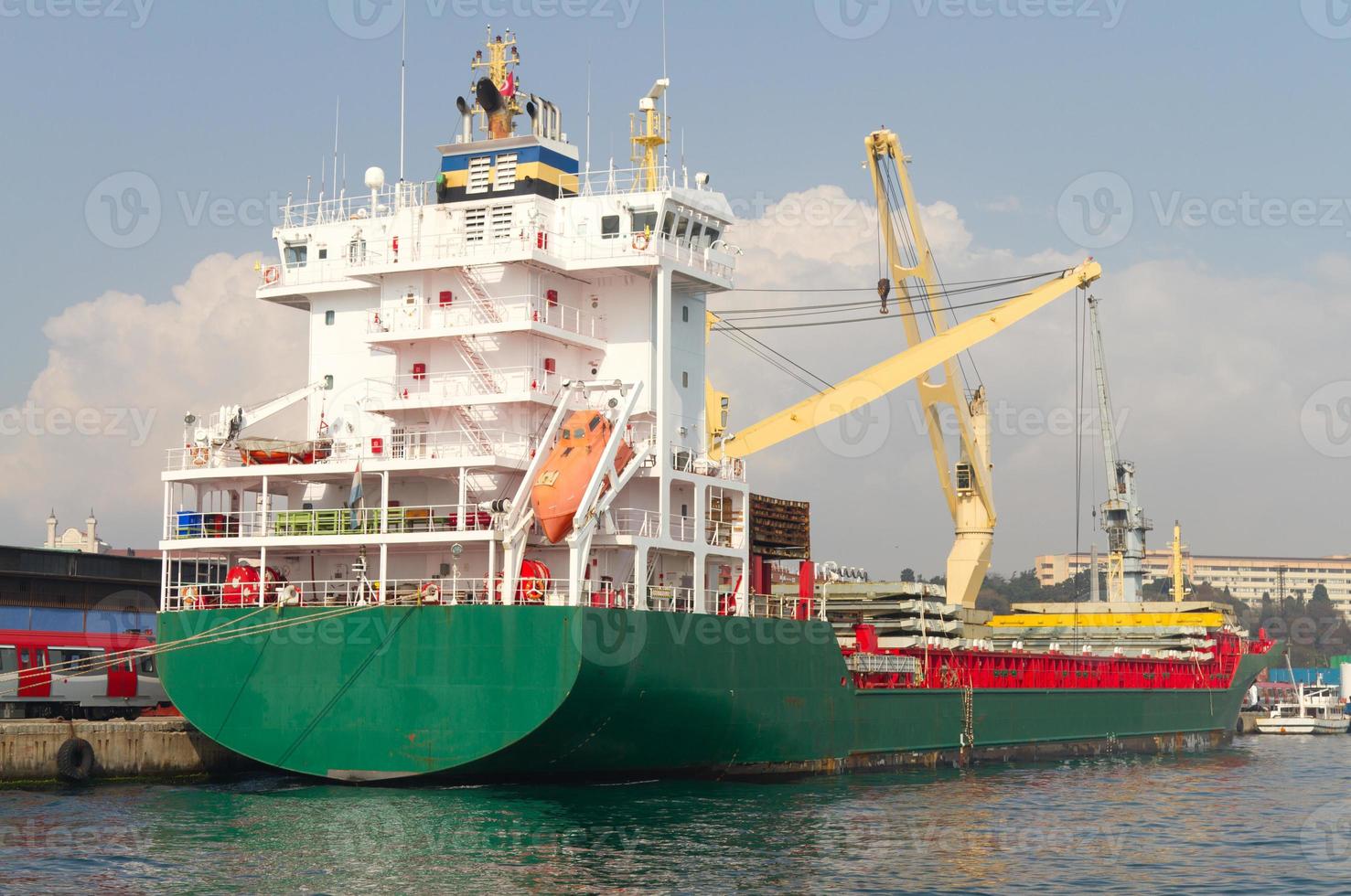 Cargo Ship in port photo