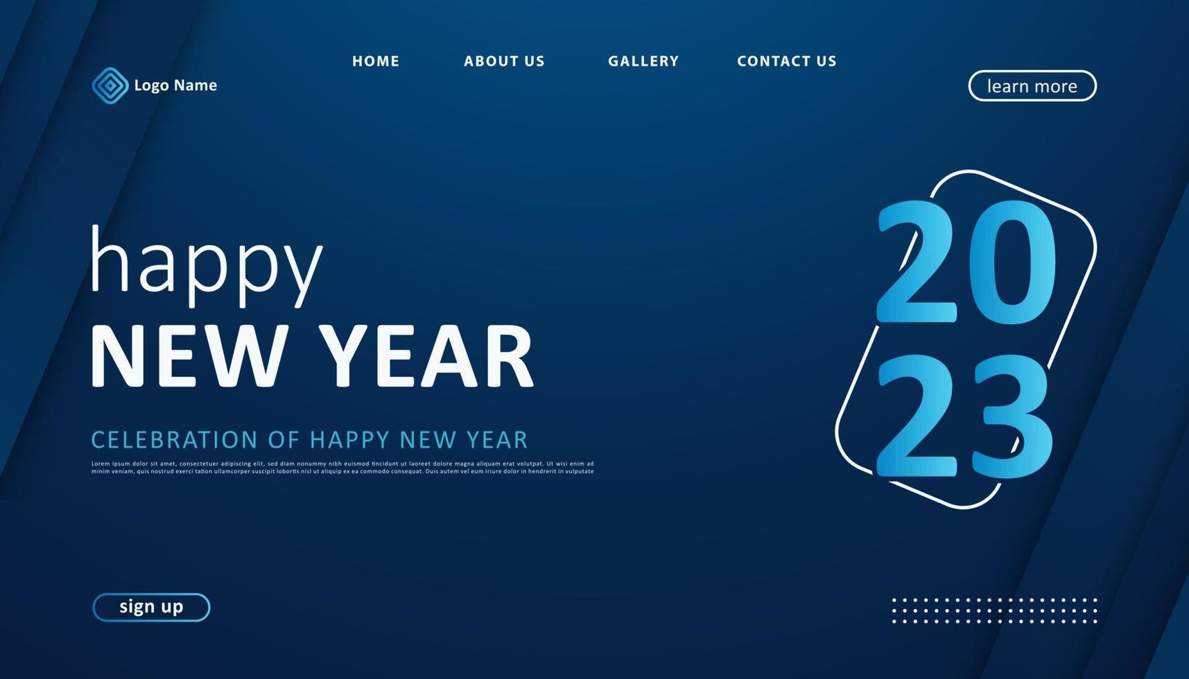 celebration of happy new year 2023 for landing page template design vector