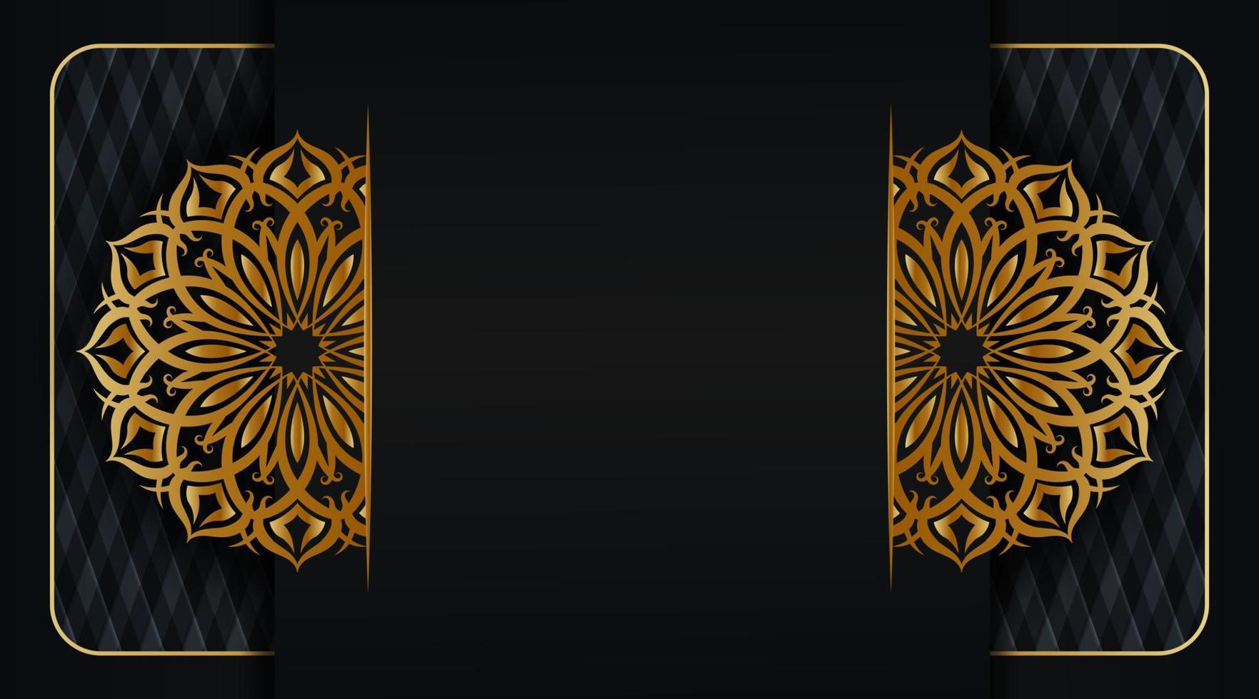 luxury mandala background, black and gold vector