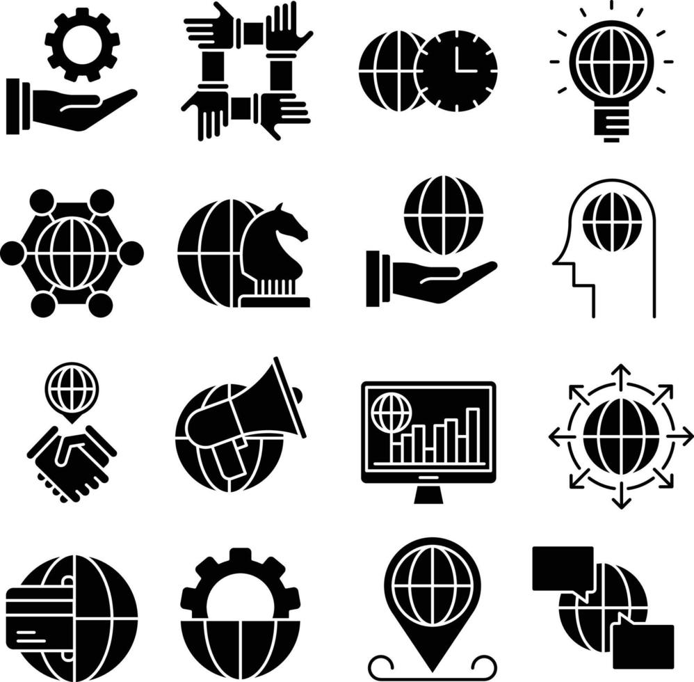 conjunto de iconos de negocios globales vector