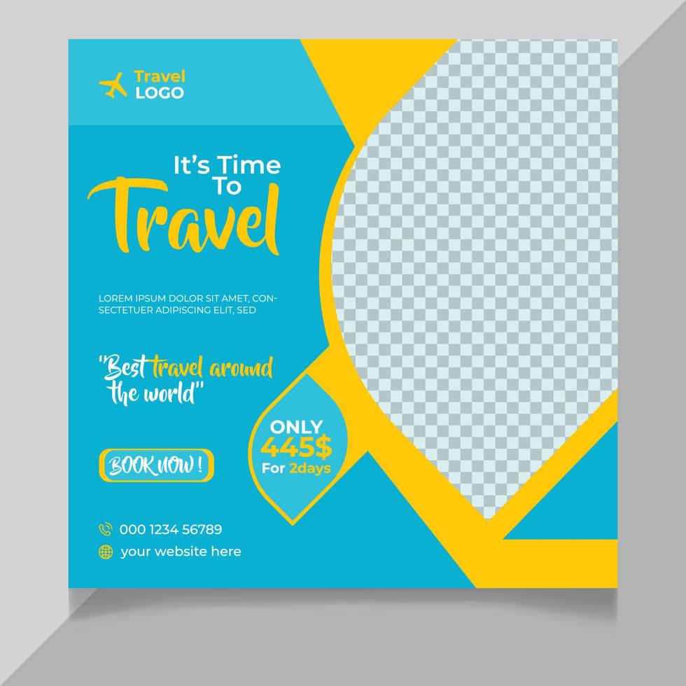 Traveling social media post template vector