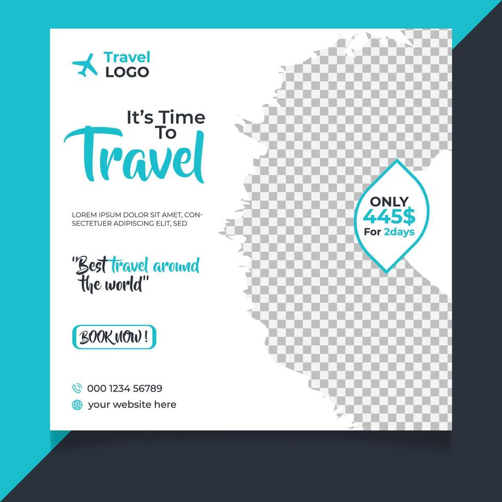 Traveling social media post template vector