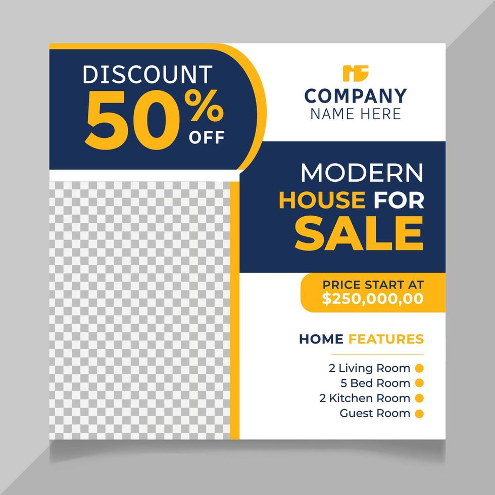 Modern home sale social media post template vector