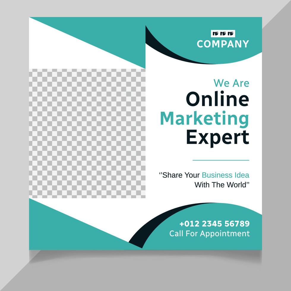 Online marketing expert social media post template vector