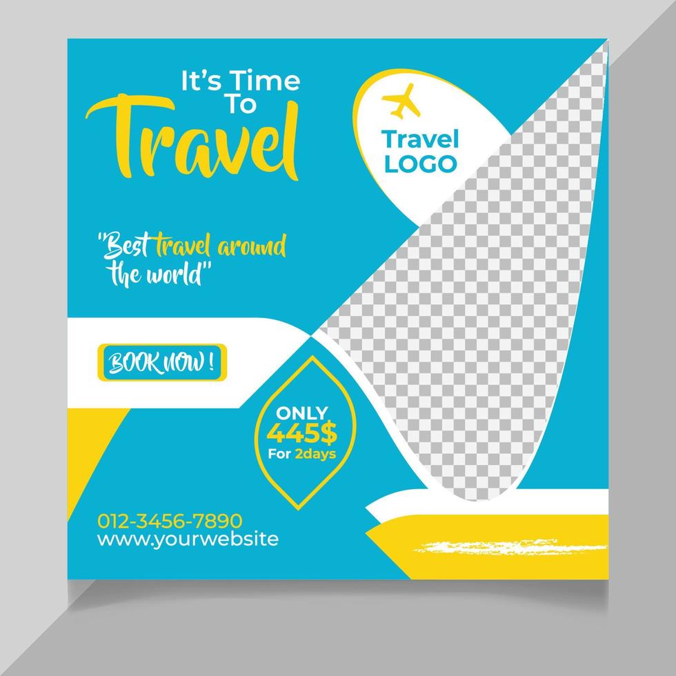 Traveling social media post template vector