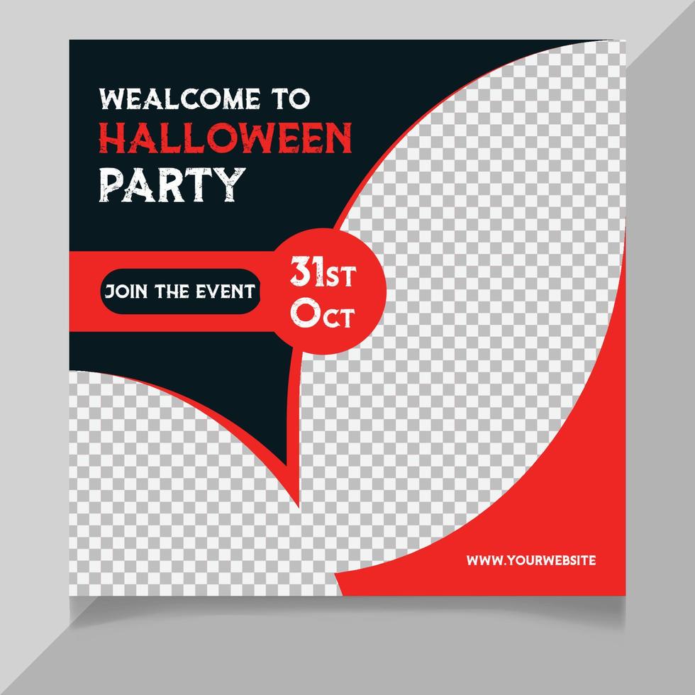 Halloween party social media post template vector