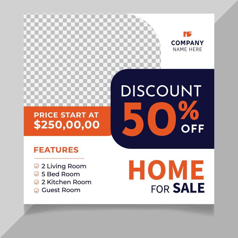 Modern home sale social media post template vector
