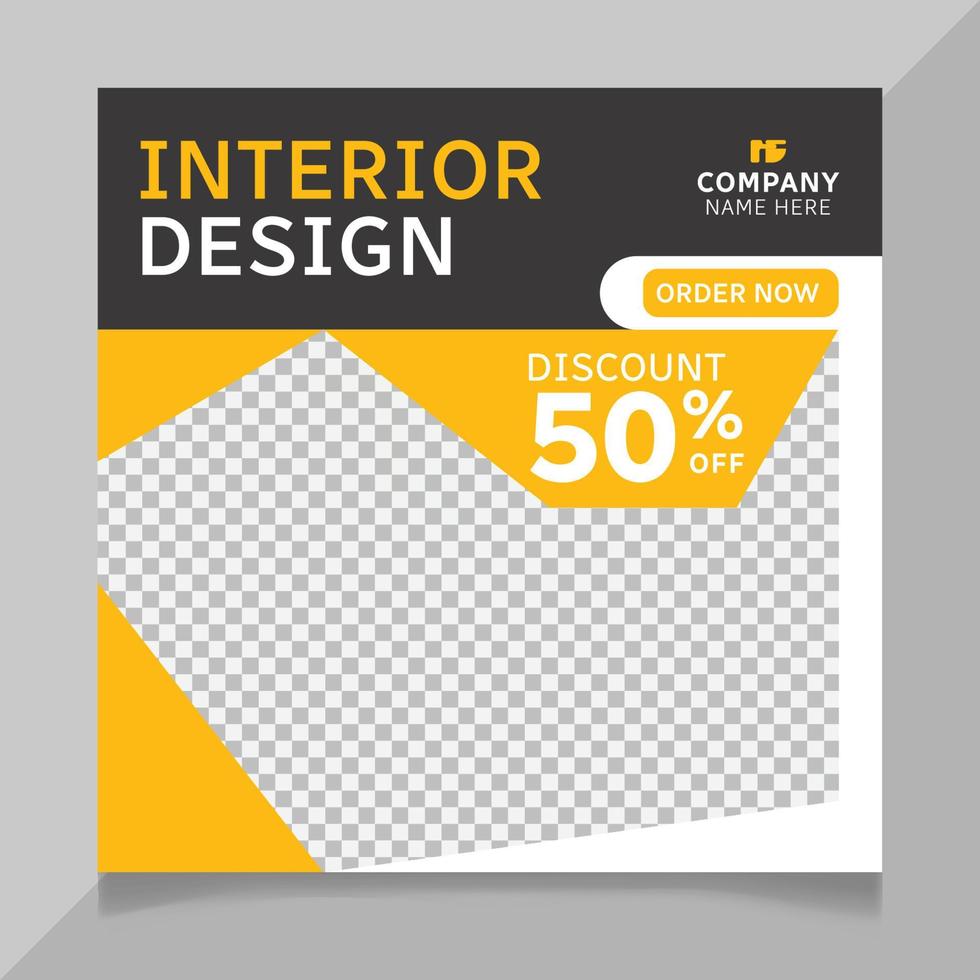 Home interior design social media post template vector
