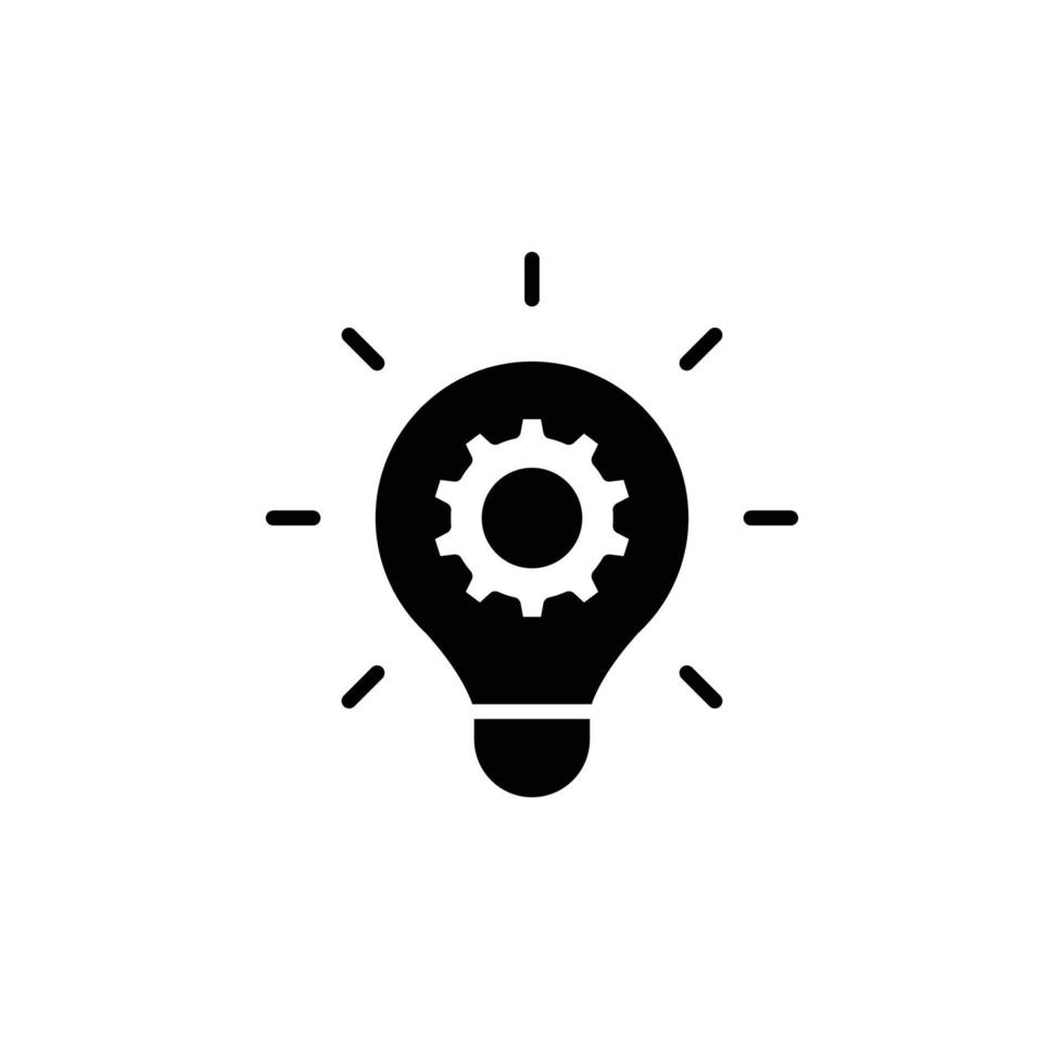 Innovation icon. Simple solid style. Light bulb and cog inside, gear, idea, solution concept. Glyph vector illustration isolated on white background. EPS 10.