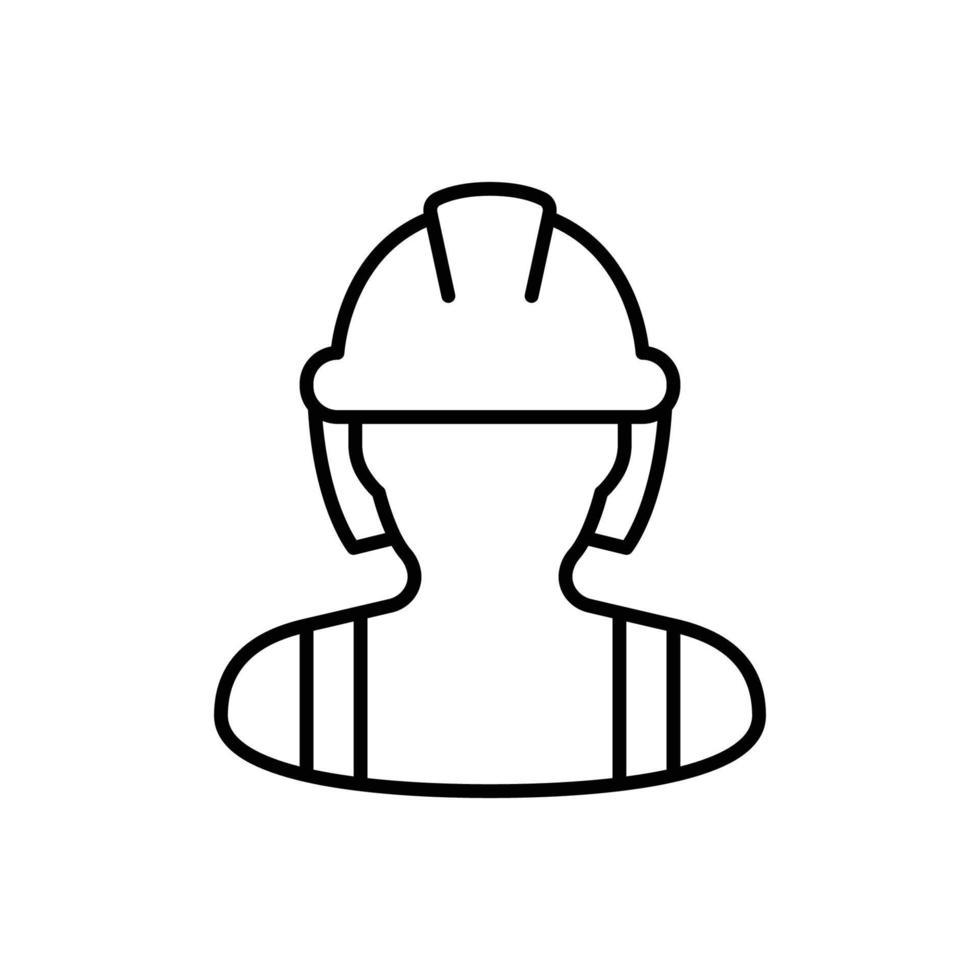 Female construction worker icon. Labor, builder, employee, hardhat concept. Simple outline style. Thin line vector design illustration isolated on white background. EPS 10.