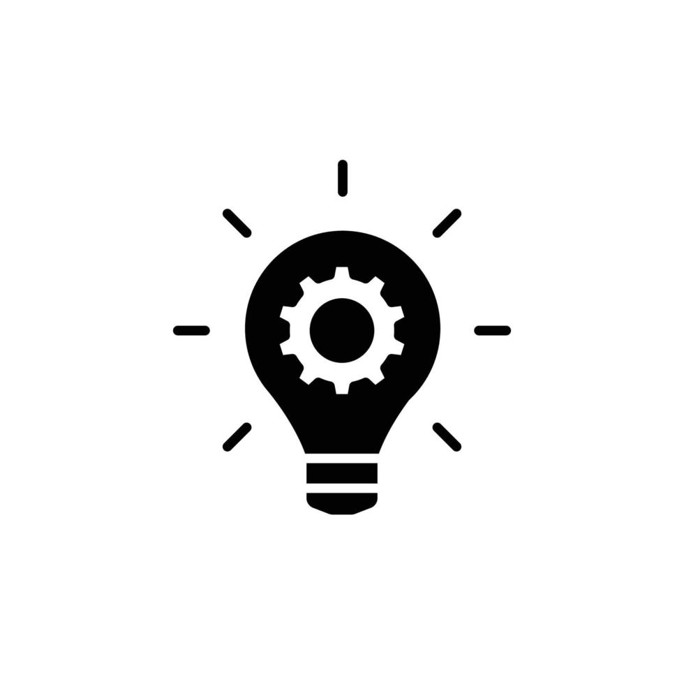 Innovation icon. Simple solid style. Light bulb and cog inside, gear, idea, solution concept. Glyph vector illustration isolated on white background. EPS 10.