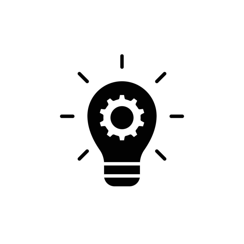Innovation icon. Simple solid style. Light bulb and cog inside, gear, idea, solution concept. Glyph vector illustration isolated on white background. EPS 10.