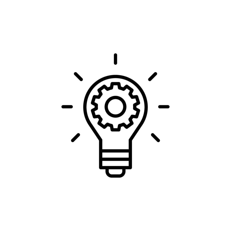 Innovation icon. Simple outline style. Light bulb and cog inside, gear, idea, solution concept. Thin line vector illustration isolated on white background. EPS 10.