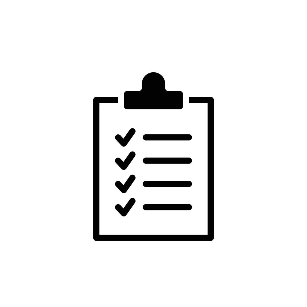 Clipboard checklist icon. Simple flat style. Document with checkmark, business agreement concept. Vector illustration isolated on white background. EPS 10.