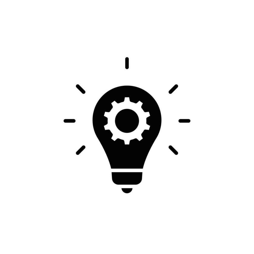 Innovation icon. Simple solid style. Light bulb and cog inside, gear, idea, solution concept. Glyph vector illustration isolated on white background. EPS 10.