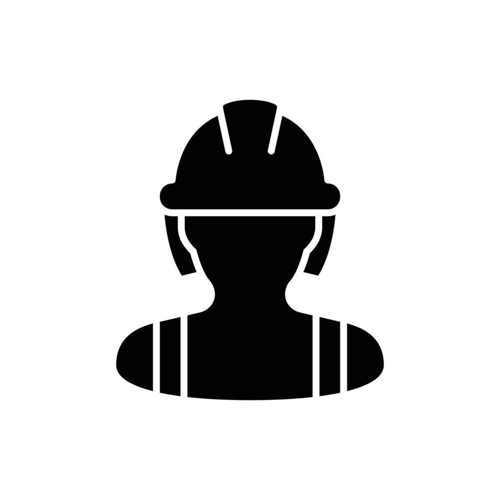 icono de trabajador de la construcción femenina. mano de obra, constructor, empleado, concepto de casco. estilo sólido simple. ilustración de diseño de vector de glifo aislado sobre fondo blanco. eps 10.