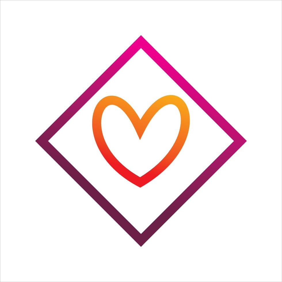 diseño de logotipo de diamante de línea de amor vector