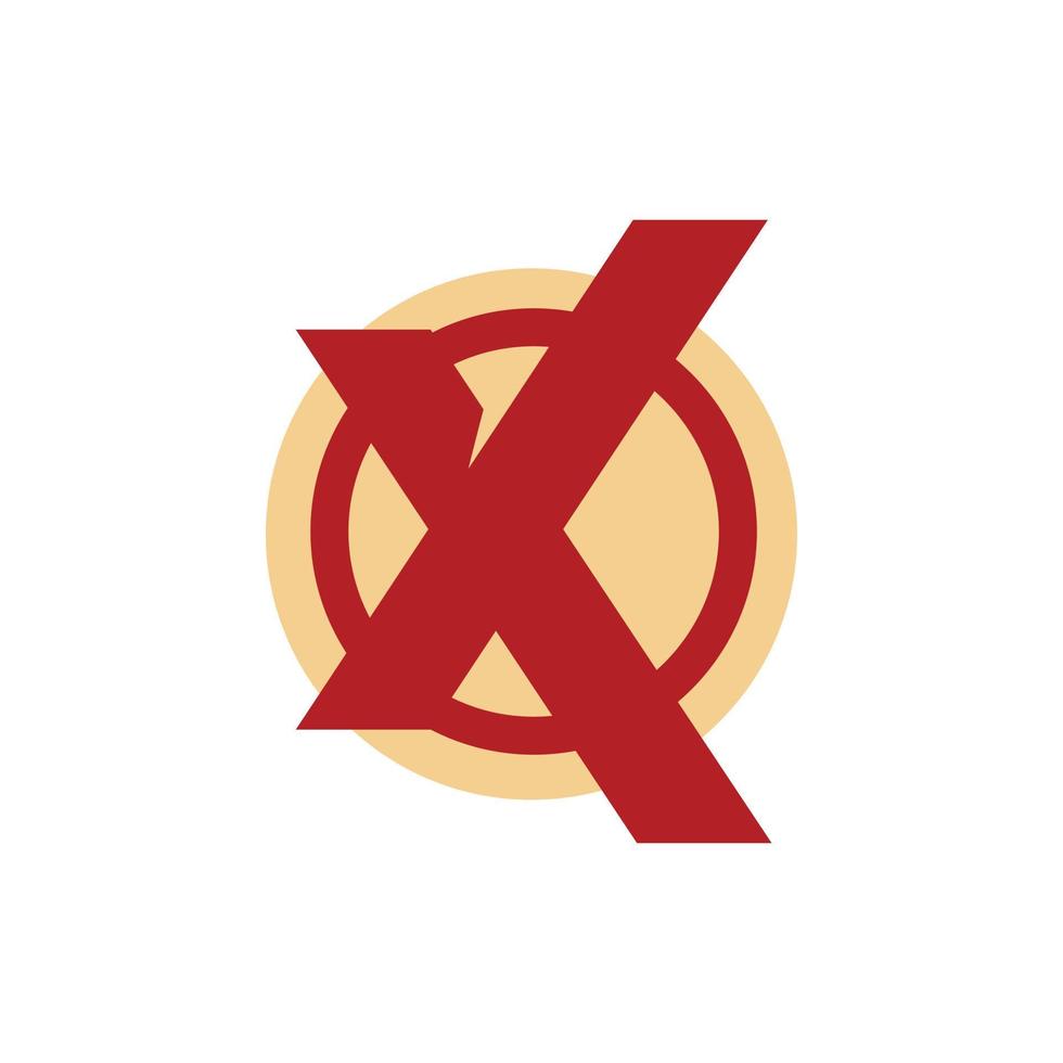 circle red letter x logo design vector