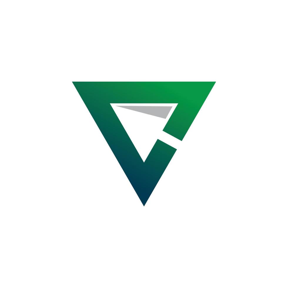 diseño de logotipo de flecha de triángulo verde vector