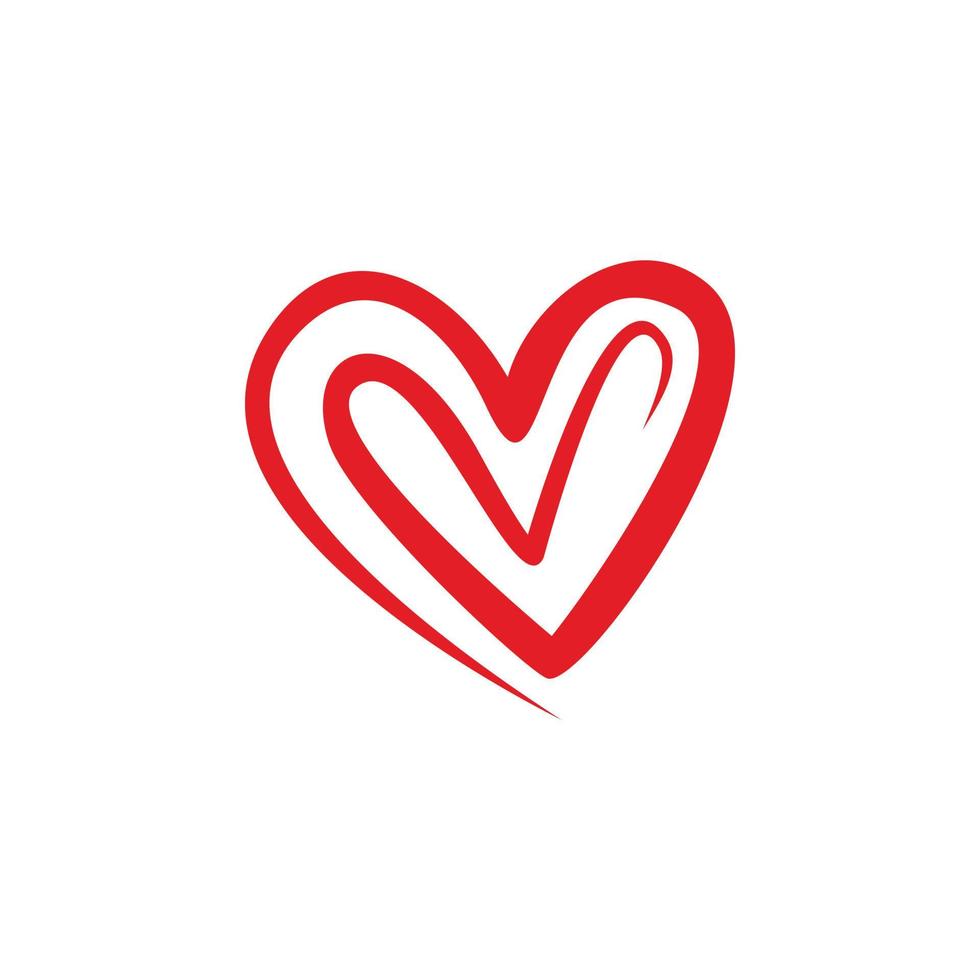 red love heart color line logo design vector