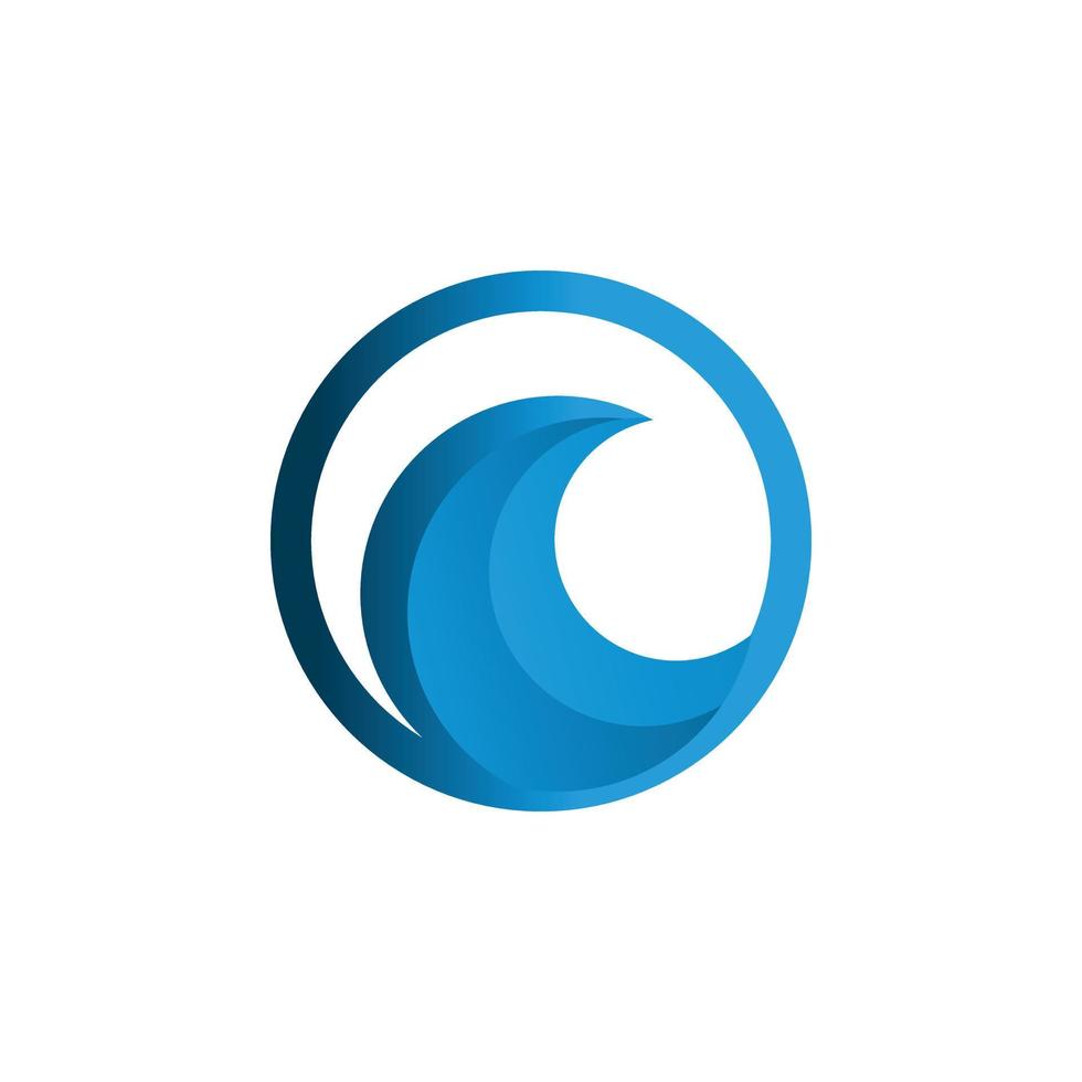 blue circle wave logo design vector