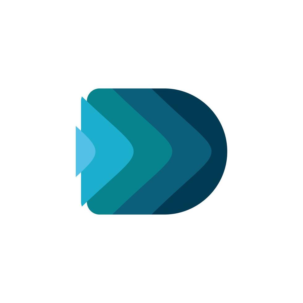 blue arrow letter d logo design vector