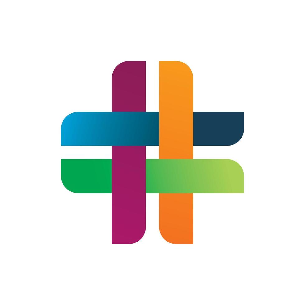 diseño creativo de logotipo de hashtag de valla a todo color vector
