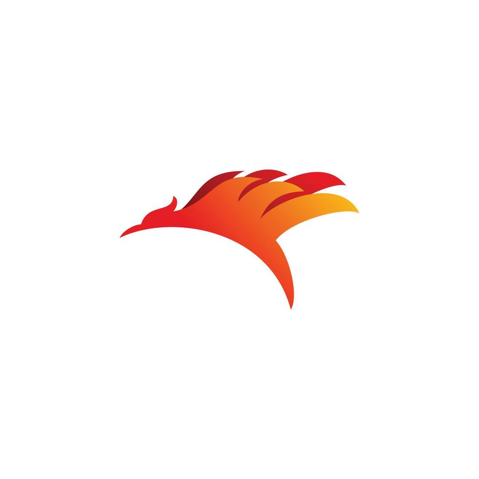 phoenix fly flame logo design vector