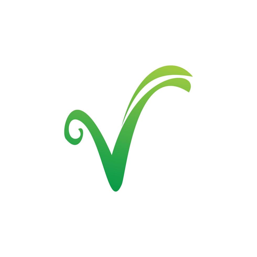 green initial letter v logo design vector