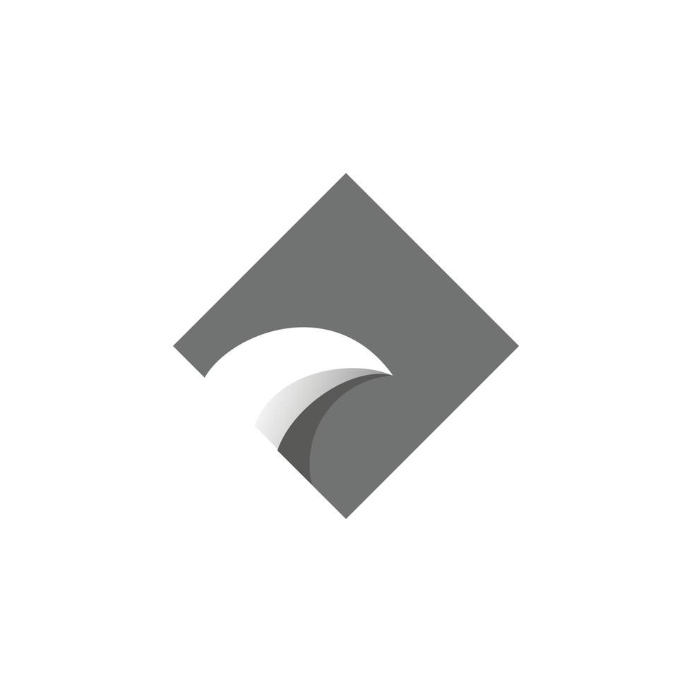 gray diamond wave horn logo design vector