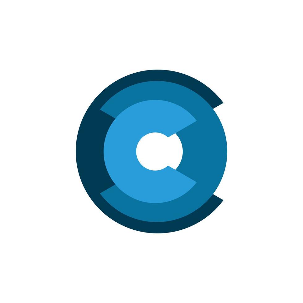 blue circle letter c logo design vector